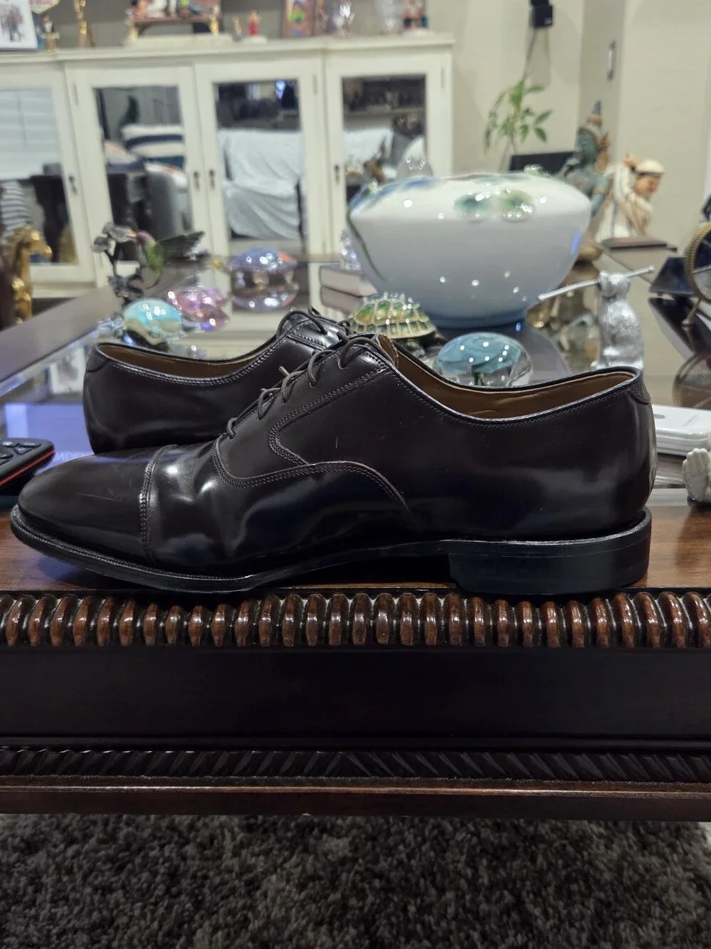 Johnston & Murphy Black Leather Cap-Toe Oxford Dress Shoes